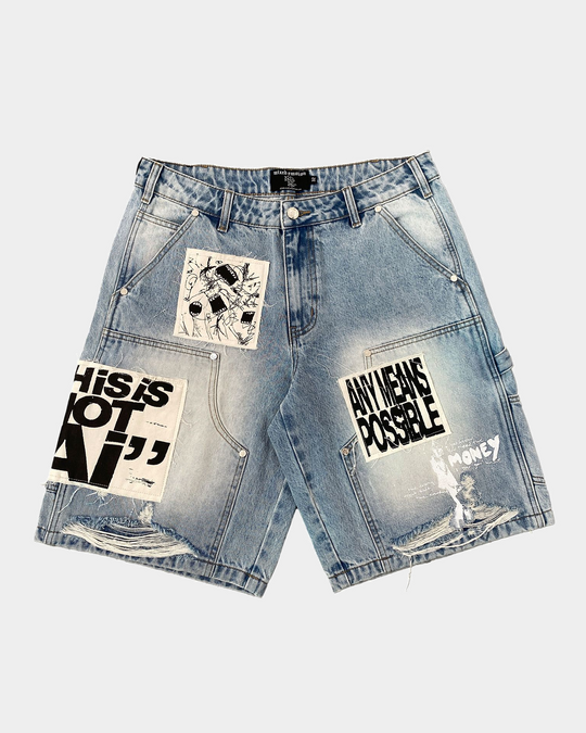 Blue 'AI' Denim Shorts