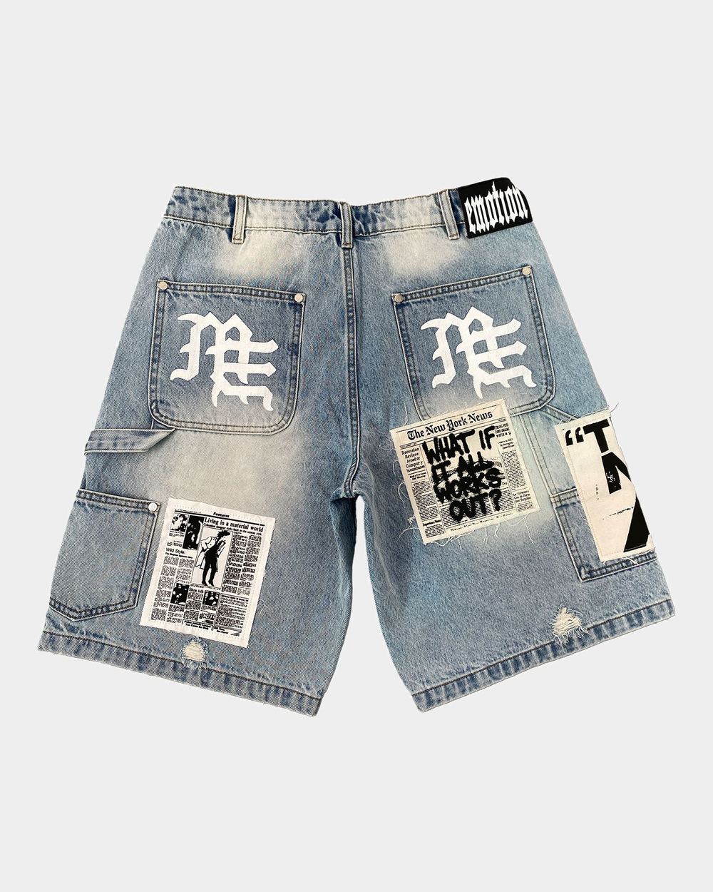 Blue 'AI' Denim Shorts