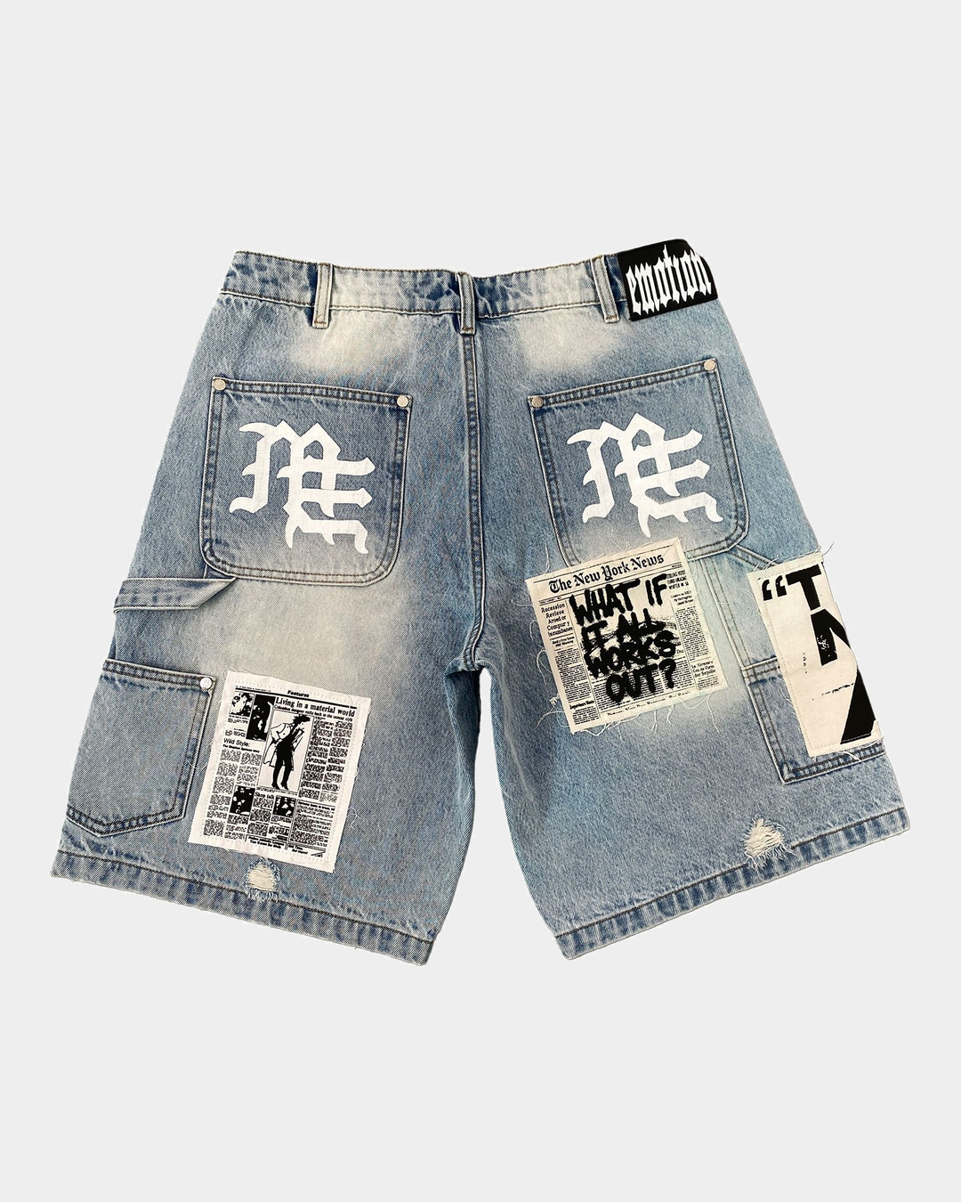 Blue 'AI' Denim Shorts