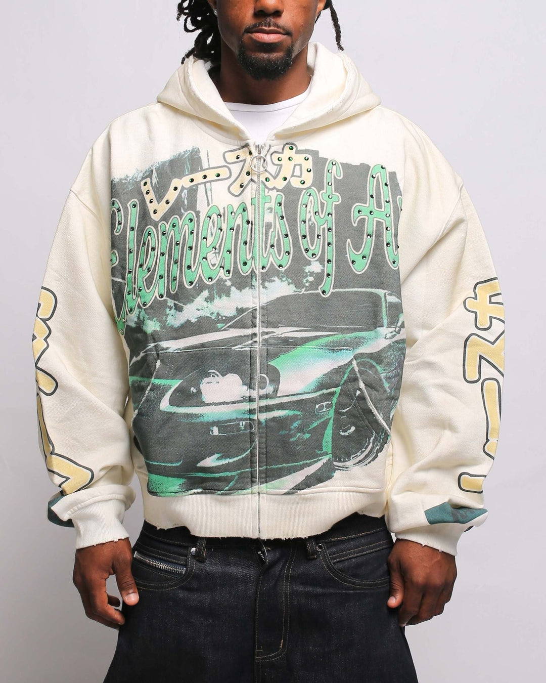 Blur Zip Hoodie (White)