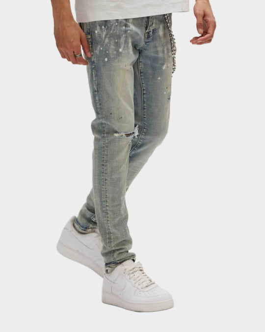Light Indigo Paint Blowout Jeans