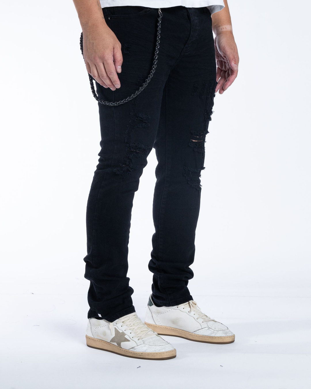Skinny Distressed Jeans (Black)