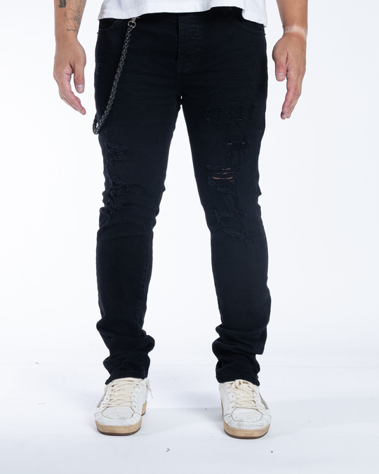Skinny Distressed Jeans (Black)