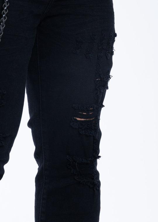 Skinny Distressed Jeans (Black)