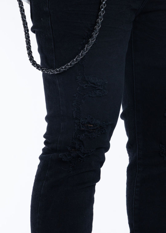 Skinny Distressed Jeans (Black)