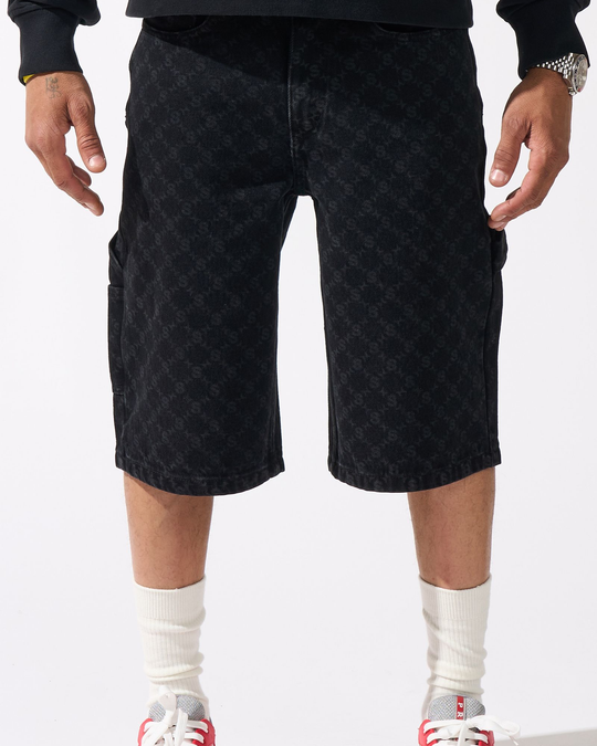 MONOGRAM Black Denim Shorts