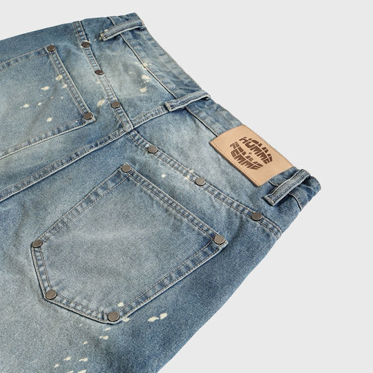 Nomad Studded Denim Shorts (Blue)