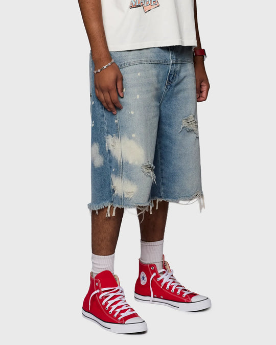 Nomad Studded Denim Shorts (Blue)