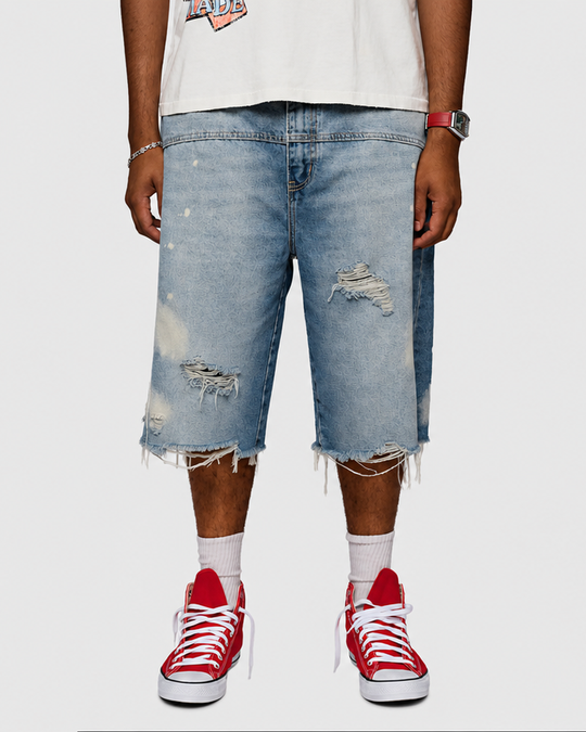 Nomad Studded Denim Shorts (Blue)