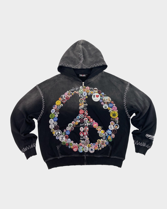 Peace Zip Up (Black Wash)