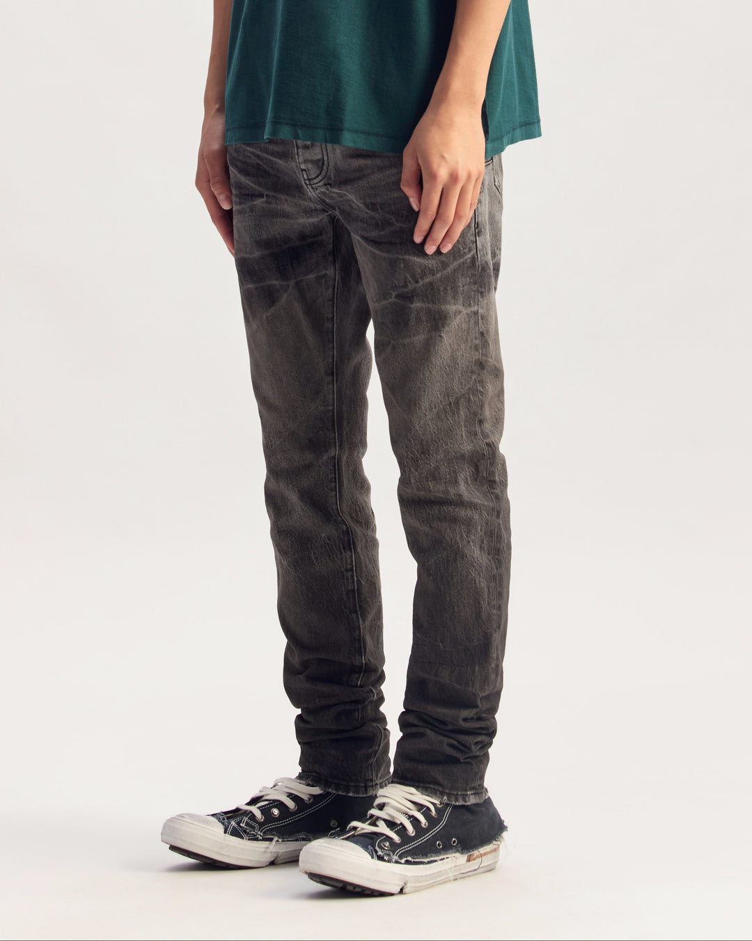 Skinny Tacking Jeans (Washed Black)