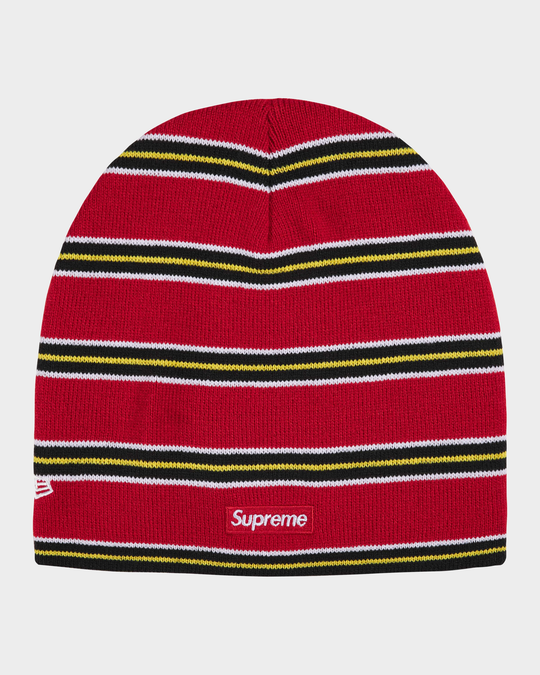 Supreme New Era Stripe Beanie (Red)