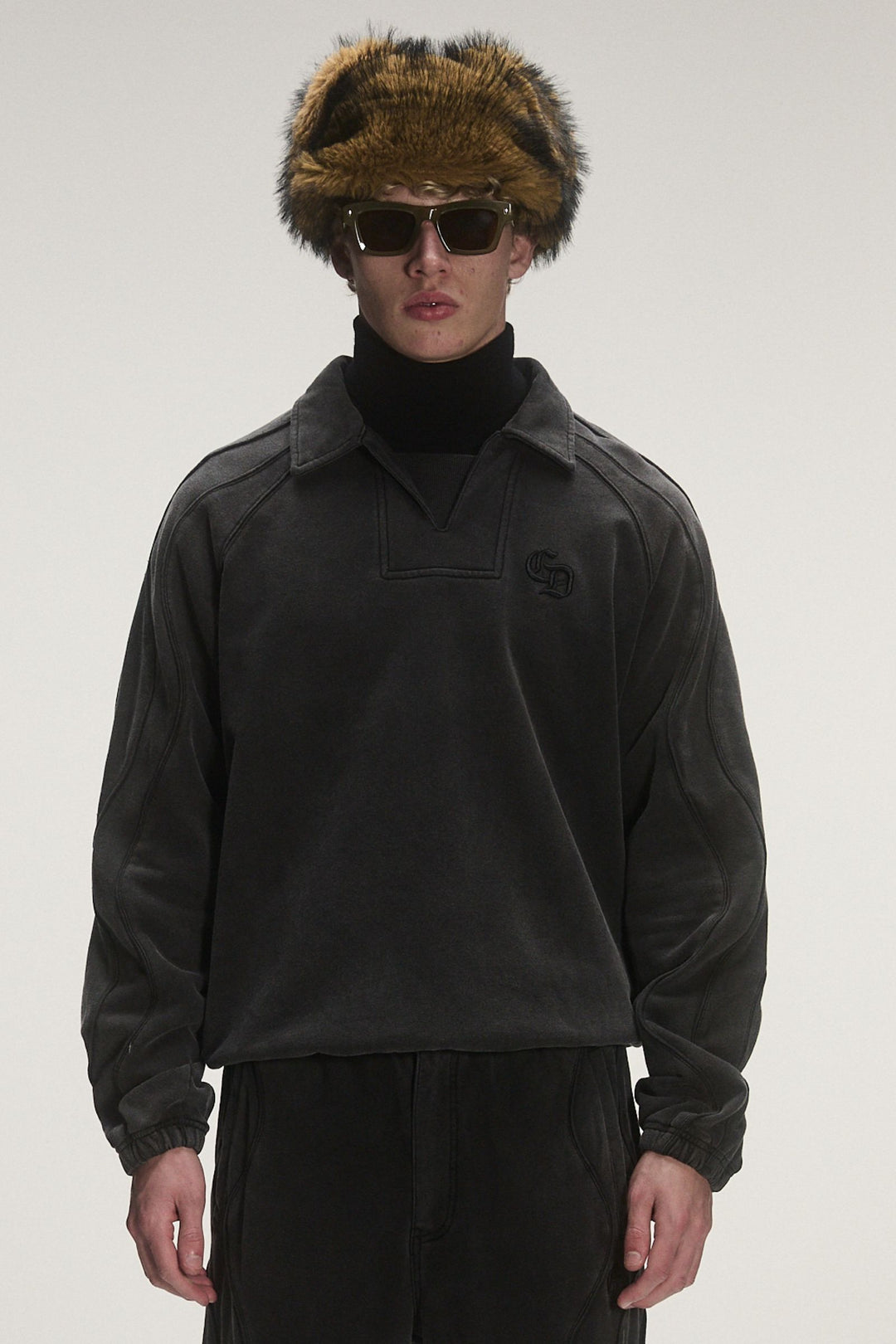 Wavy Seam Training Top (Washed Black)