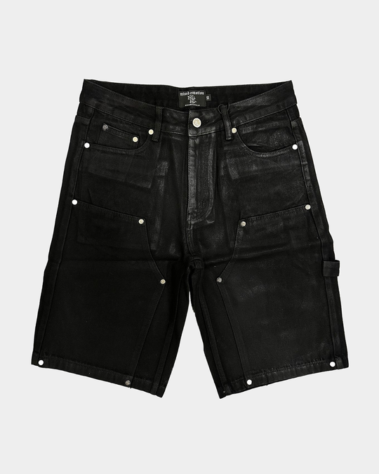'Worker' Wax Black Shorts