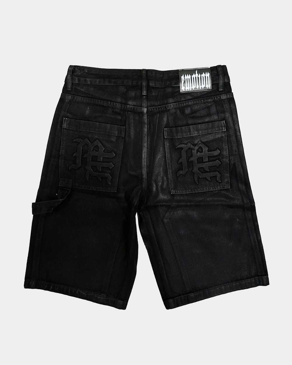 'Worker' Wax Black Shorts